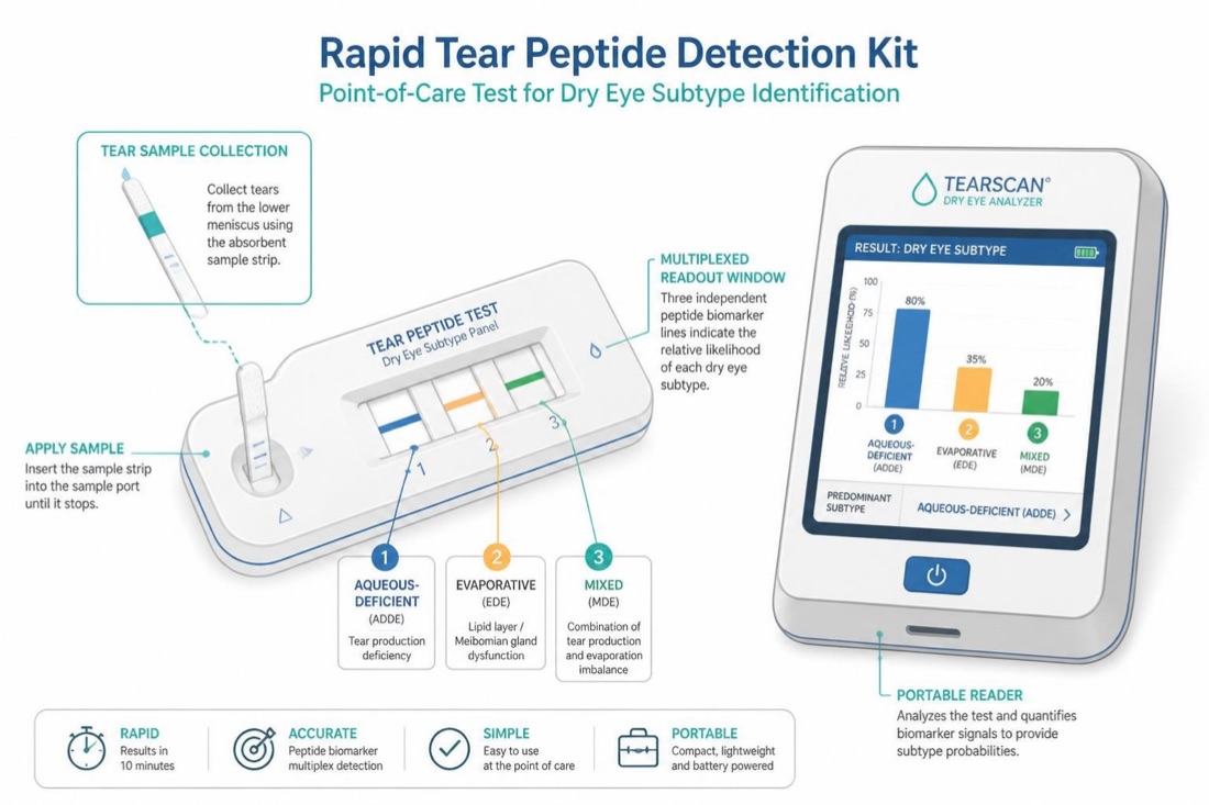 Concept illustration of the rapid tear peptide detection kit